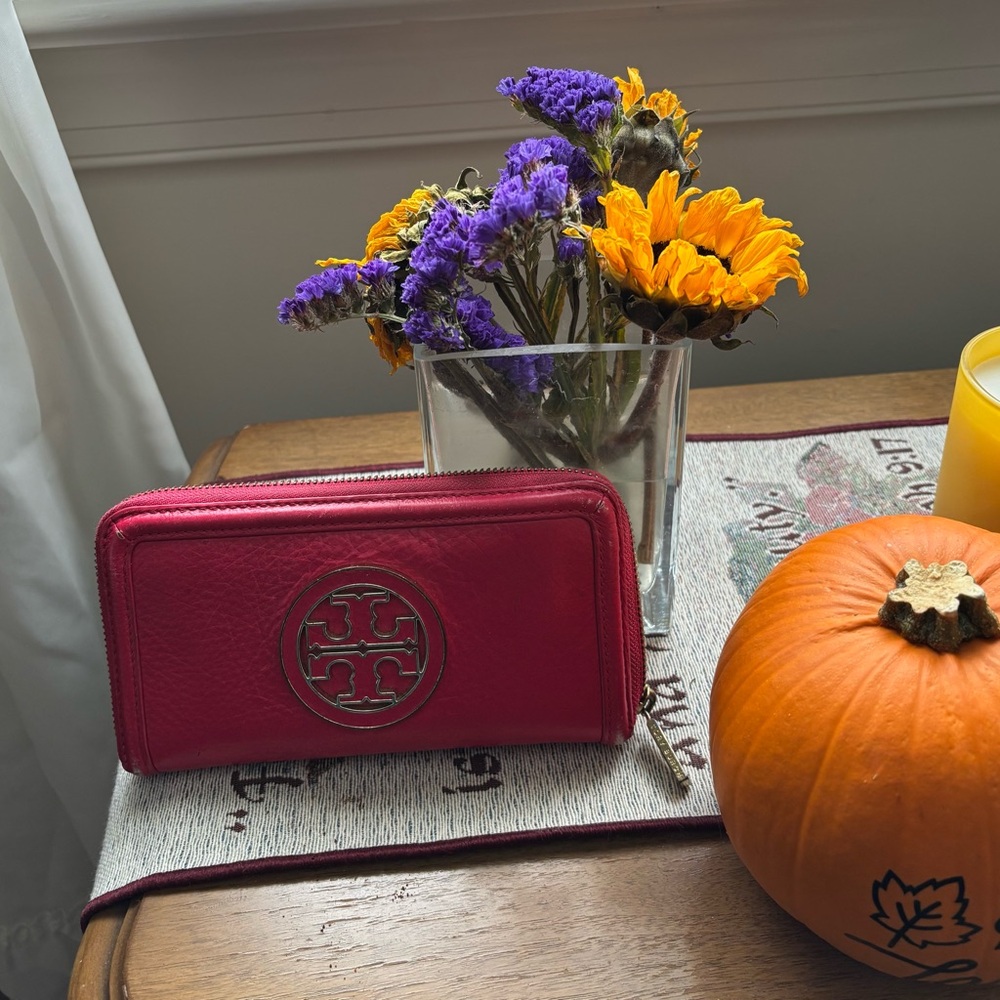 Tory Burch Vibrant Pink Zip Wallet